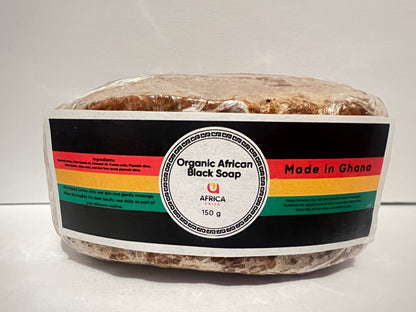 African Black Soap Bar 150g – Raw Unrefined Natural Cleanser for Acne-Prone & Sensitive Skin, Blemishes, Scars & Eczema-Prone Skin – Authentic Traditional Soap, Product of Ghana (5.3 Oz)